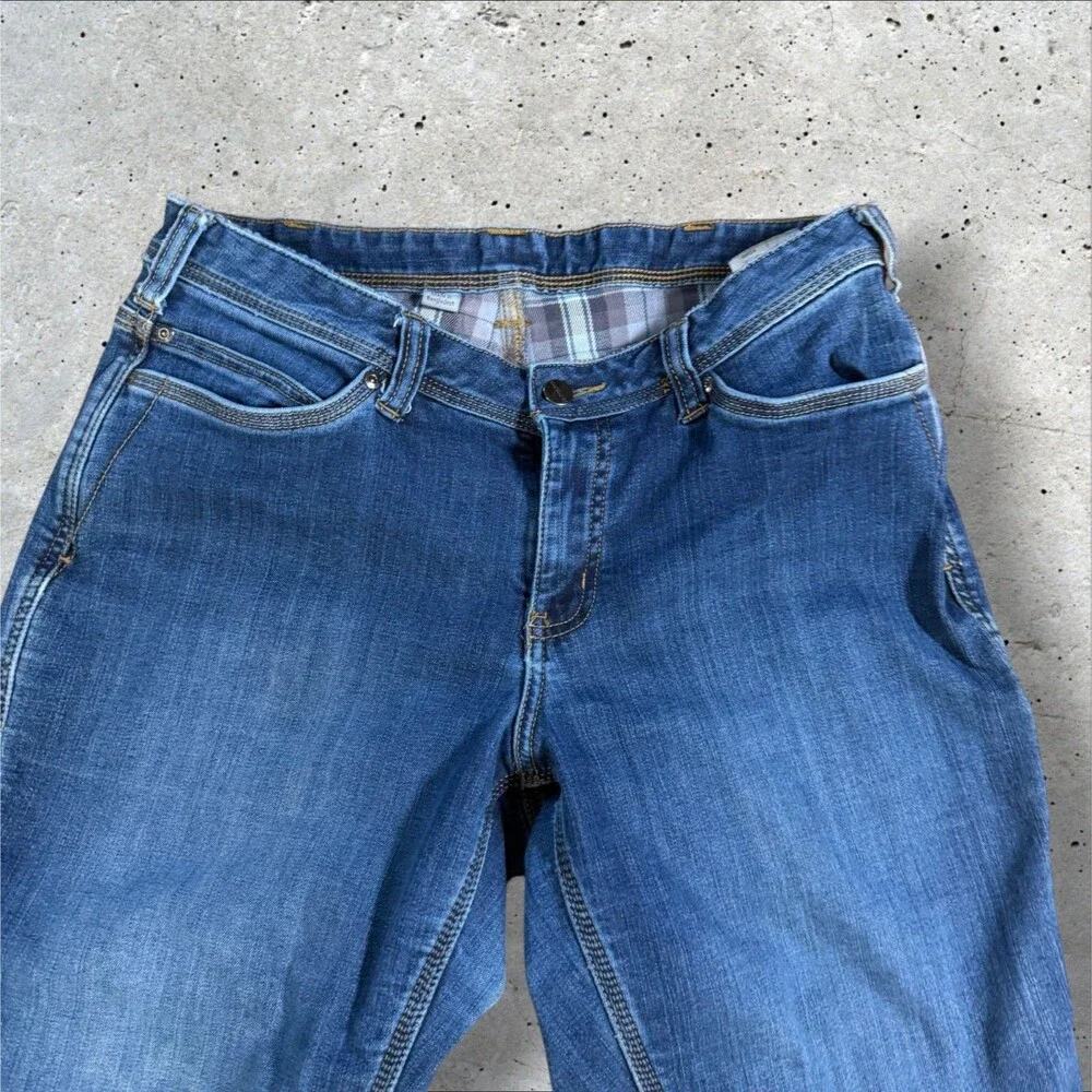 Carhartt Women Boone Flannel Lined Relaxed Fit Straight Leg Jeans Size 8 Short